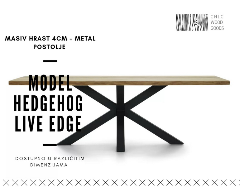 Trpezarijski sto Hedgehog Live Edge